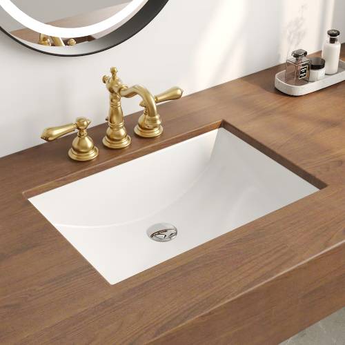 DeerValley 21-Inch Undermount Bathroom Sink with Overflow – White - F760