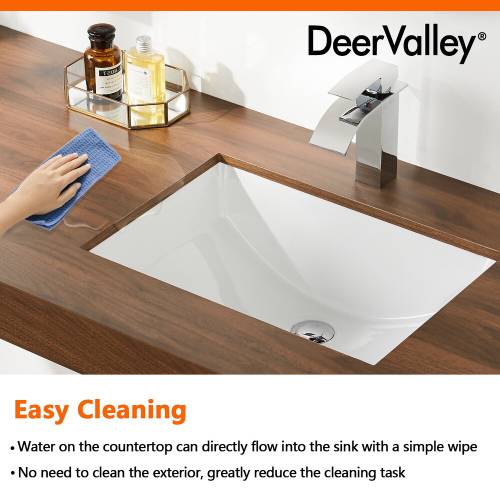 DeerValley 21-Inch Undermount Bathroom Sink with Overflow – White - F760 - Image 2