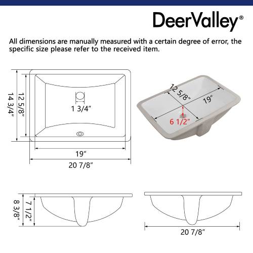 DeerValley 21-Inch Undermount Bathroom Sink with Overflow – White - F760 - Image 6