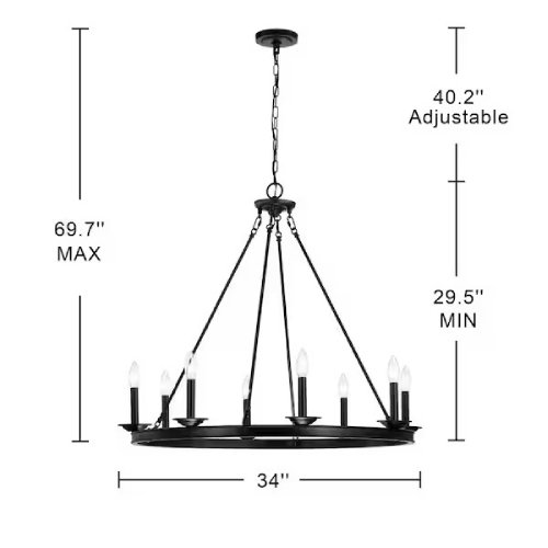 Luisa 8-Light Antique Black Wagon Wheel Chandelier – F758 - Image 2