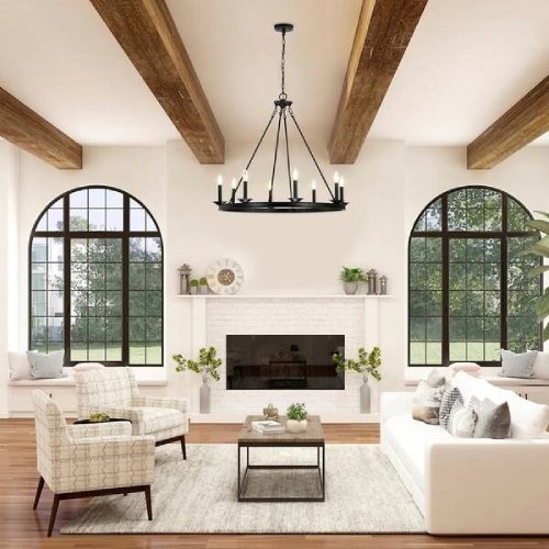 Luisa 8-Light Antique Black Wagon Wheel Chandelier – F758 - Image 5