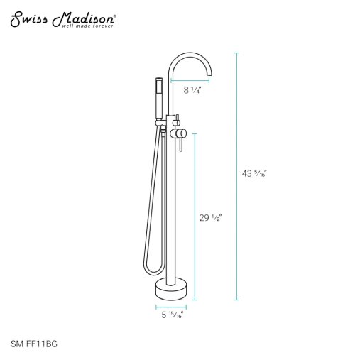 Swiss Madison Ivy 1-Handle Freestanding Bathtub Faucet – Brushed Gold - Image 5