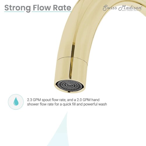Swiss Madison Ivy 1-Handle Freestanding Bathtub Faucet – Brushed Gold - Image 3