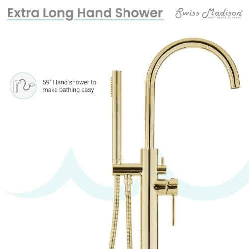 Swiss Madison Ivy 1-Handle Freestanding Bathtub Faucet – Brushed Gold - Image 2