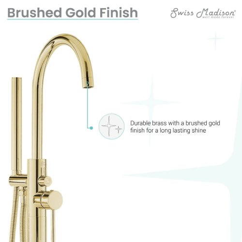 Swiss Madison Ivy 1-Handle Freestanding Bathtub Faucet – Brushed Gold - Image 9