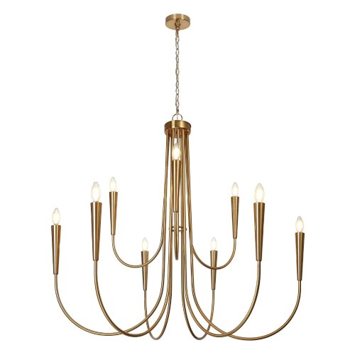 Cenipri 9-Light Brass Chandelier – Electroplated Gold Finish, E12 Sockets - P6 - Image 4