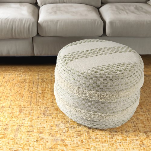Lebo Handmade Striped Round Pouf Ottoman