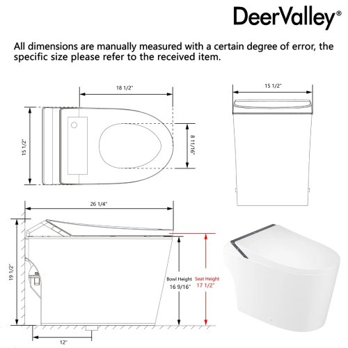 DeerValley DV-1S0289 Smart Bidet Toilet, ADA Height, Auto Flush - Image 2