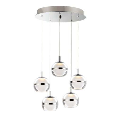 Swank 5-Light Integrated LED Crystal Clear Acrylic Multi-Light Pendant