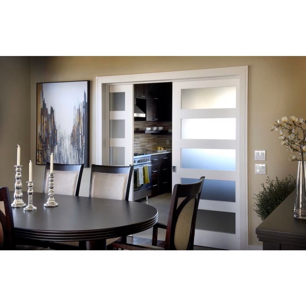 Milette 5-Lite Shaker Interior French Door with White Laminated Glass - Image 3