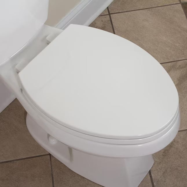 Project Source Plastic White Elongated Soft Close Toilet Seat - Image 4