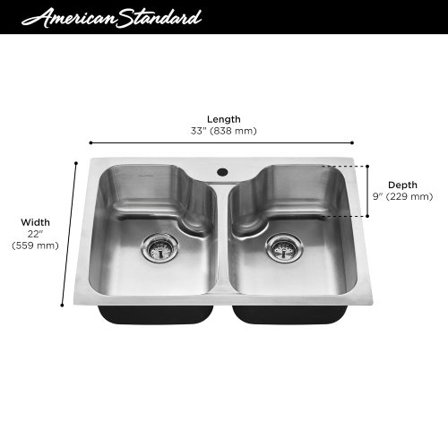 American Standard Fairacres Double Bowl Stainless Steel Kitchen Sink - F503 - Image 2