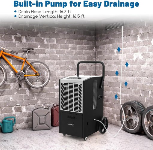COSTWAY 163 Pint Commercial Dehumidifier with Pump, 4500 Sq. Ft. - Image 7