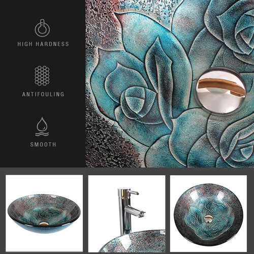 Dawn Round Tempered Glass Vessel Sink – Painted Brown - Image 6