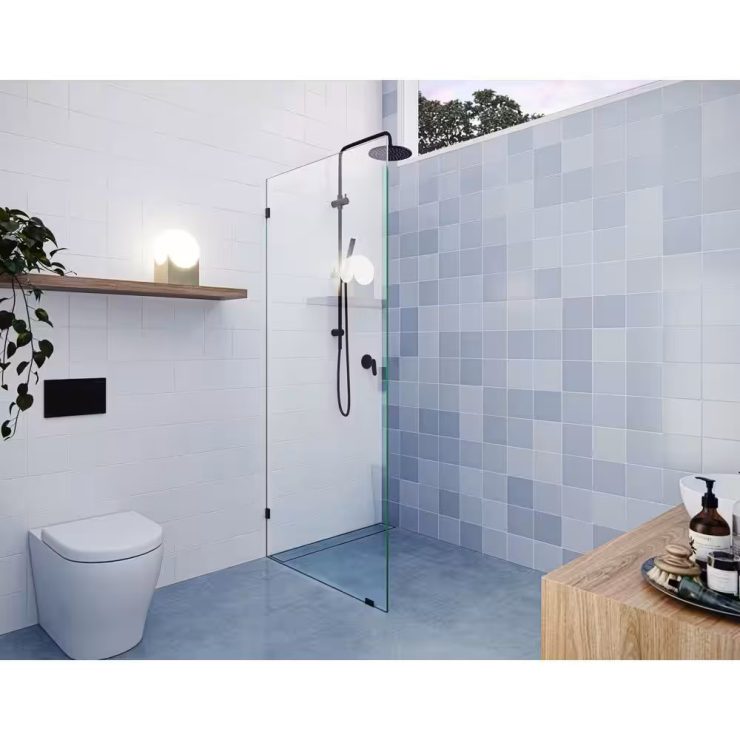 Vela 29 in. W x 78 in. H Frameless Fixed Shower Panel with Clear Tempered Glass in Matte Black