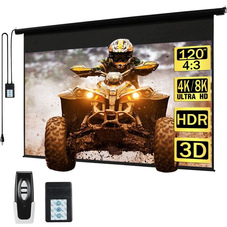Kayle 120-Inch Motorized Projector Screen with Remote Control