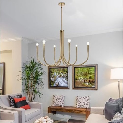 Living District Layne 36" 6-Light Chandelier, Gold