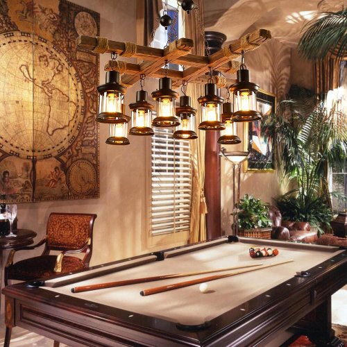 ALIUTGQ 8-Light Vintage Wooden Chandelier - LT4