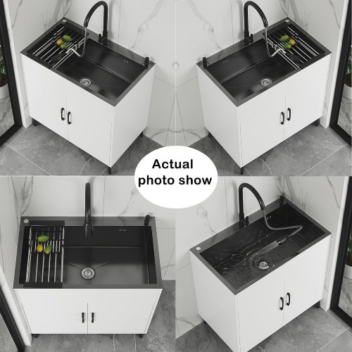 MNUPUOL 19"-31" Laundry Utility Sink Cabinet with Faucet - Image 3