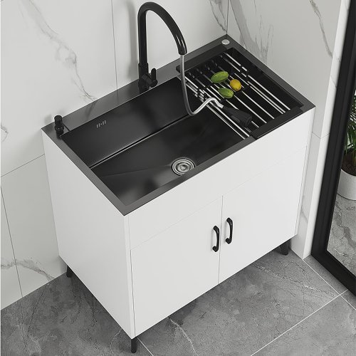 MNUPUOL 19"-31" Laundry Utility Sink Cabinet with Faucet