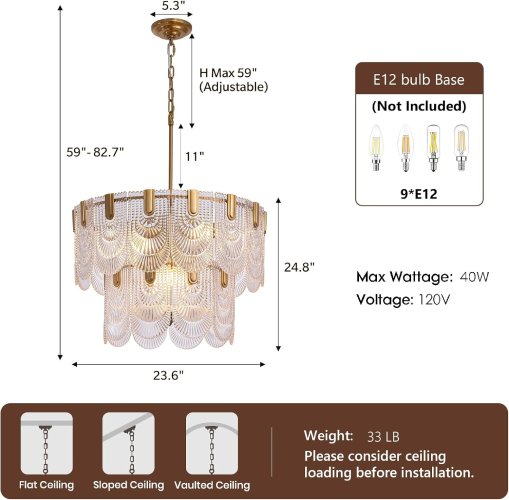 Tinkoso 9-Light Crystal Glass Chandelier, Gold Brass - Image 4