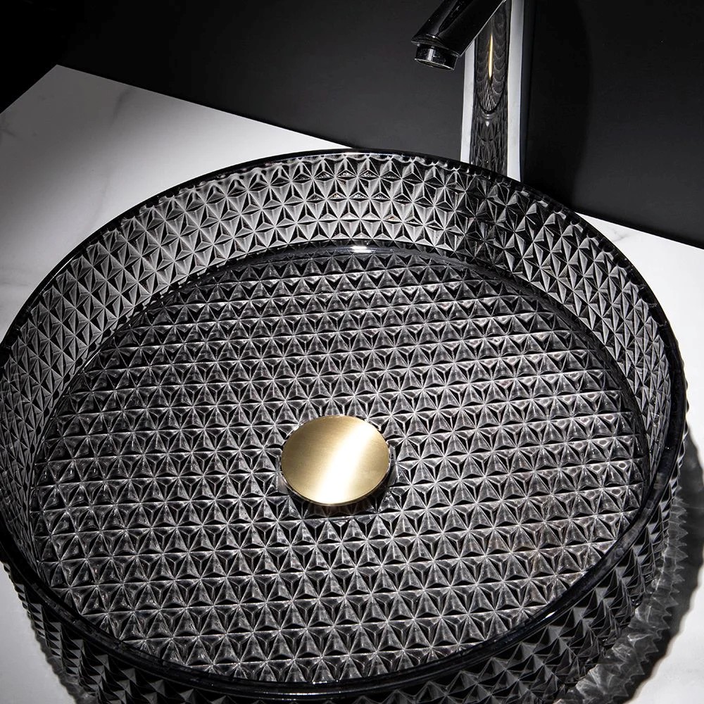 Homary 15.35 in. Round Crystal Glass Vessel Sink - Image 3