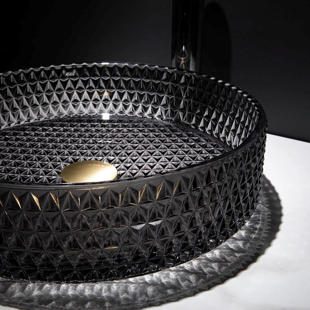 Homary 15.35 in. Round Crystal Glass Vessel Sink - Image 6