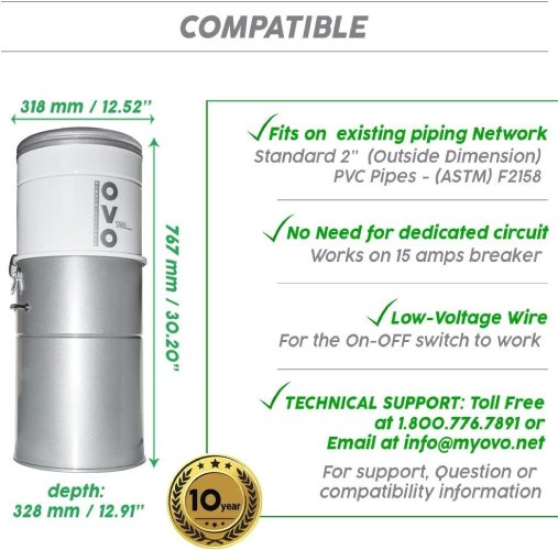 OVO 700 Airwatts Central Vacuum System - Image 2