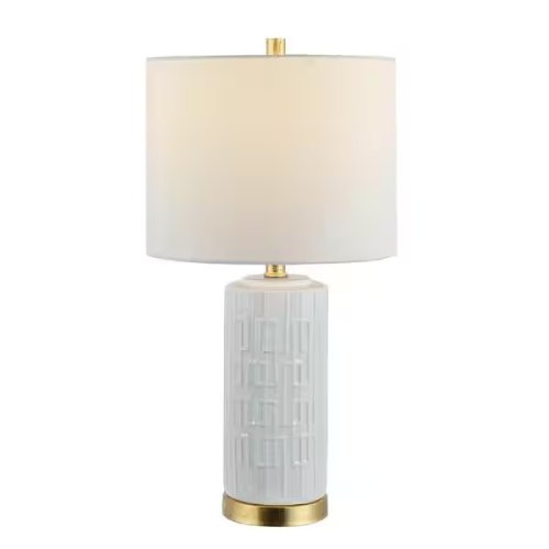 SAFAVIEH Pehonix 25-Inch White Table Lamp with White Shade - P13 - Image 3