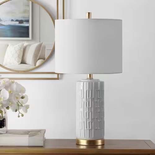 SAFAVIEH Pehonix 25-Inch White Table Lamp with White Shade - P13 - Image 2