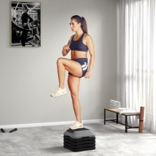 Soozier 5-Height Adjustable Aerobic Exercise Step Platform (Grey) - P14