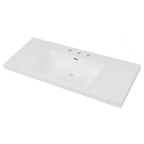 47.25" Resin Bathroom Vanity Top with Integrated Basin, 3 Faucet Holes, Bright White - P27