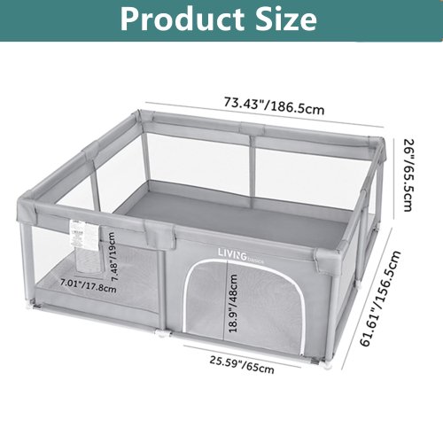 LIVINGbasics Extra Large 73" Baby Playpen with Gate - P30 - Image 5