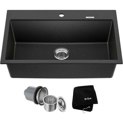 Kraus KGD-412B 31" Black Onyx Granite Kitchen Sink - P33