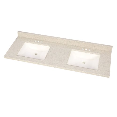 Dune 61-in Solid Surface Double Sink Bathroom Vanity Top - P35 - Image 4