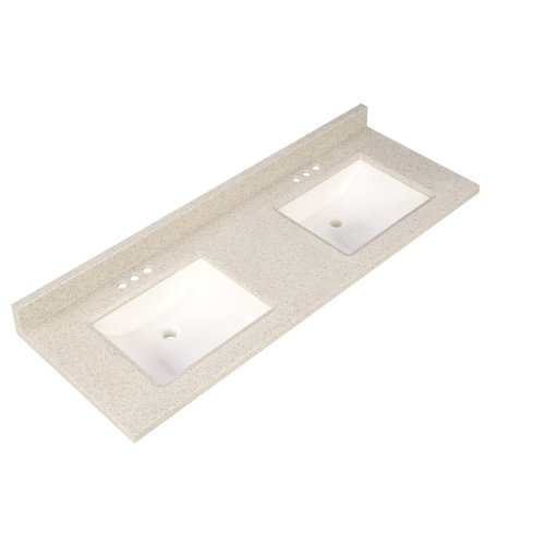 Dune 61-in Solid Surface Double Sink Bathroom Vanity Top - P35