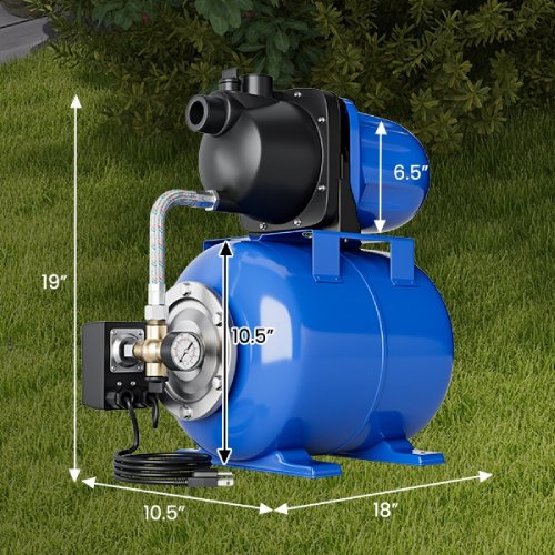 Costway 1200W Shallow Well Garden Water Pump with Pressure Tank - P39 - Image 4
