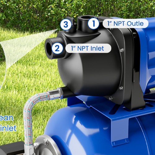 Costway 1200W Shallow Well Garden Water Pump with Pressure Tank - P39 - Image 3