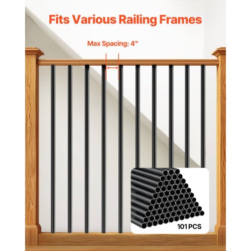 VEVOR 101-Pack 32" Aluminum Staircase Balusters, Round Black Spindles - P43 - Image 6