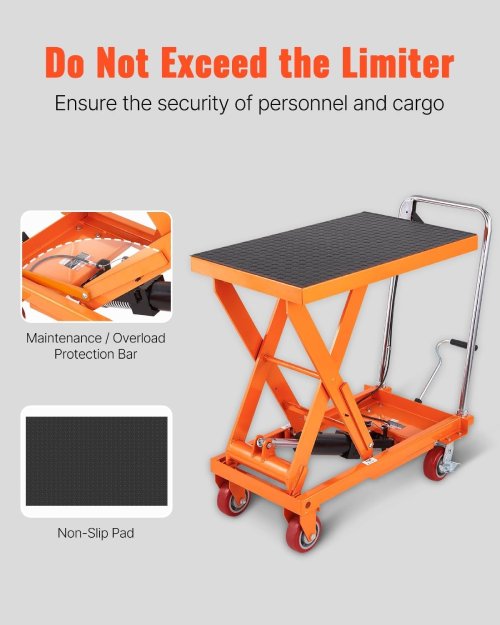 VEVOR 499 kg Hydraulic Lift Table Cart, 28-90 cm Scissor Lift - P44 - Image 3