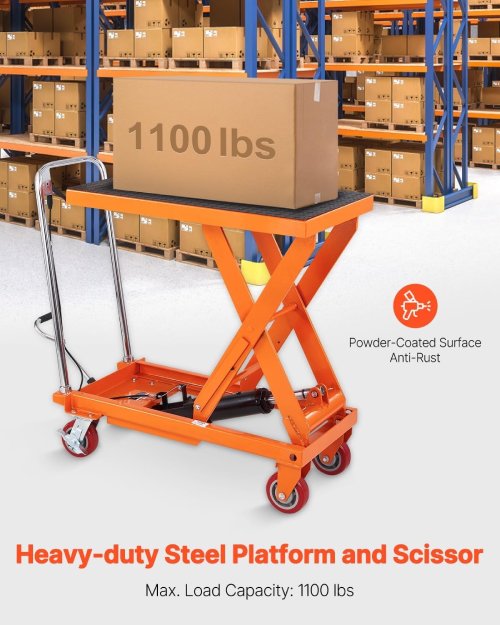 VEVOR 499 kg Hydraulic Lift Table Cart, 28-90 cm Scissor Lift - P44 - Image 2