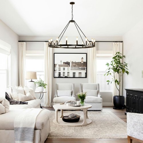 Sdorens 43 Inch 16-Light Black Wagon Wheel Chandelier - P49 - Image 4