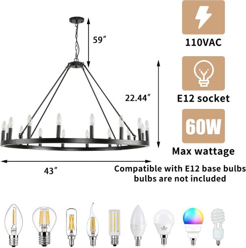 Sdorens 43 Inch 16-Light Black Wagon Wheel Chandelier - P49 - Image 2