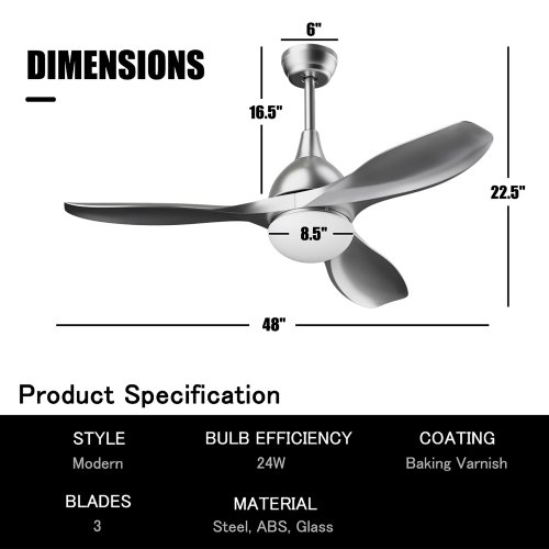 Costway 48" Ceiling Fan with Dimmable LED Light & Remote - P54 - Image 8