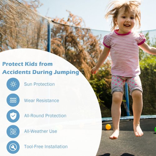 16FT Trampoline Replacement Safety Enclosure Net – Weather-Resistant PE Mesh, Black - P2 - Image 4