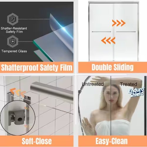 TOOLKISS 46–48 in. W × 72 in. H Sliding Framed Shower Door, Chrome - P4 - Image 9