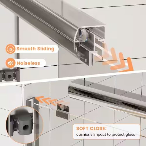 TOOLKISS 46–48 in. W × 72 in. H Sliding Framed Shower Door, Chrome - P4 - Image 10