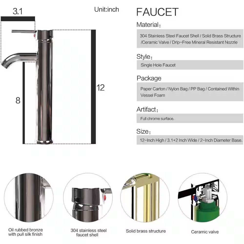 YOURLITE Glass Oval Vessel Sink in Clear with Chrome Faucet and Pop Up Drain Set - Image 2