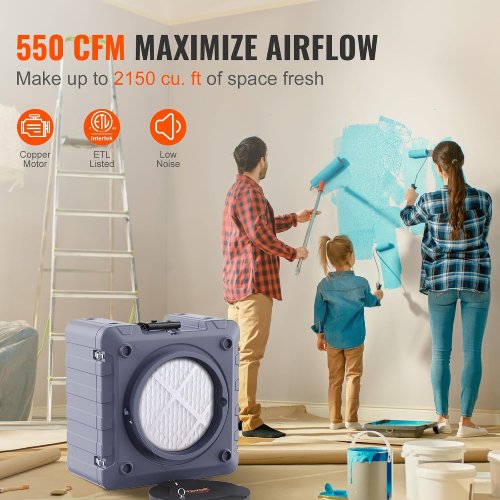 VEVOR 550 CFM Air Scrubber with H13 HEPA Filter - Image 4